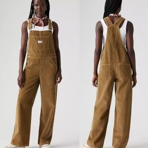 NWT Levi's Baggy Corduroy Overalls In Ermine Tan